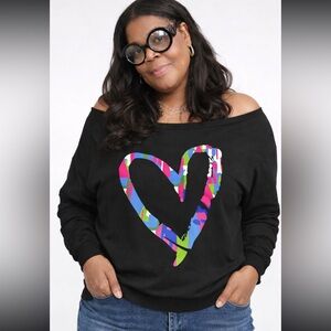 Off-Shoulder Top with Vibrant Heart Size Medium